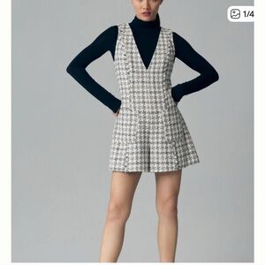 Anthropologie Mare Mare Black and Cream Tweed Romper